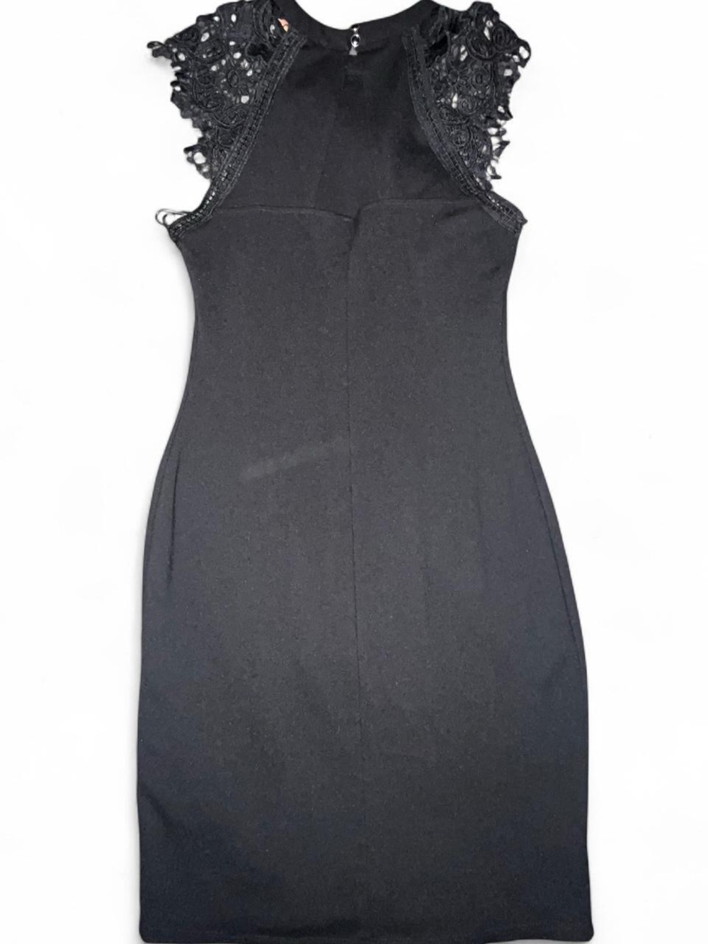 IRIS Black Lace Cap-Sleeve Mini Sheath Dress - Picture 2 of 5